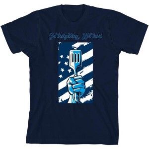"In Tailgating We Trust" American Flag And Spatula Youth Crew Neck Short Sleeve Tee - 1 of 2