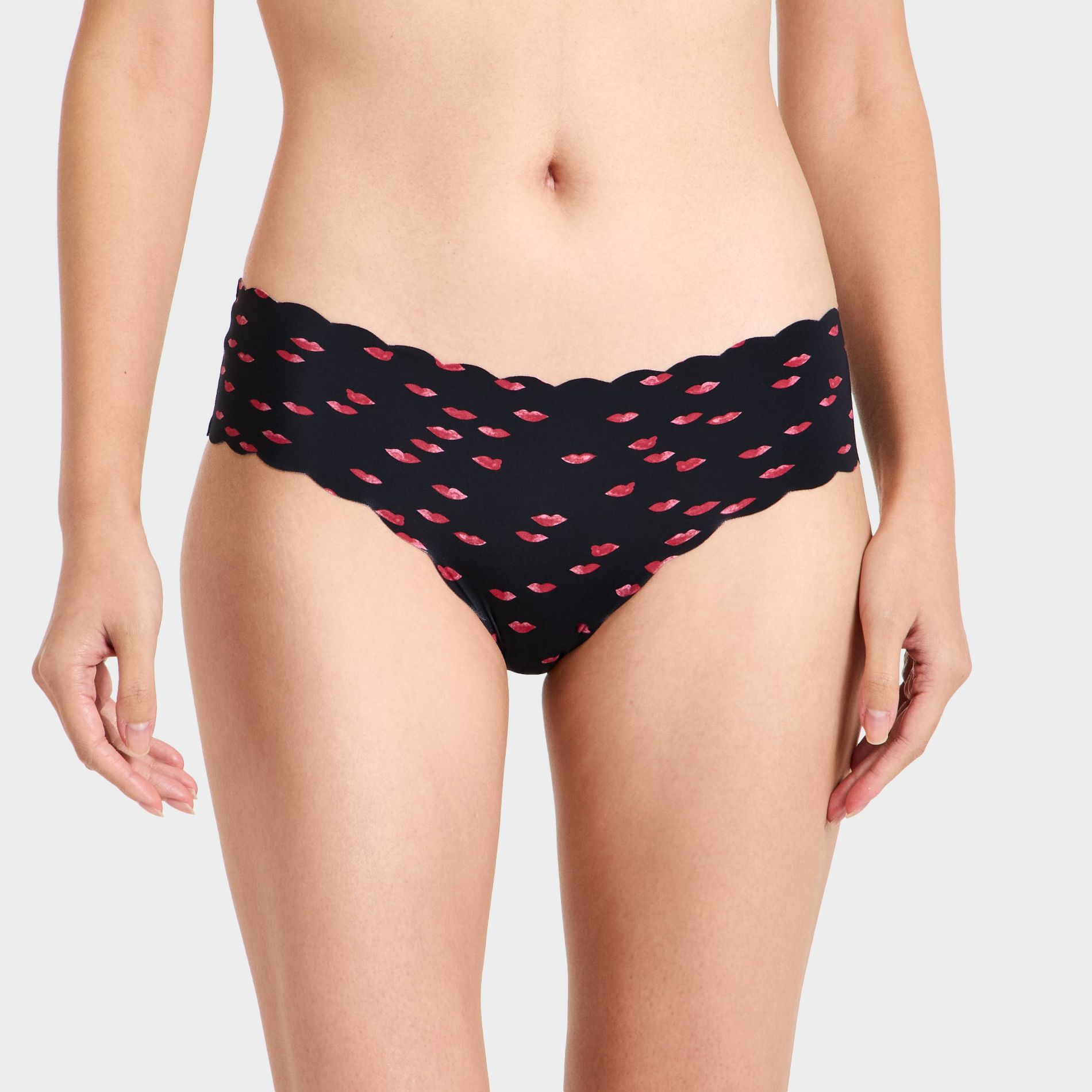Women's Scallop Cut Cheeky Underwear - Auden™ Black Lip Print