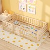 Tangkula Twin Size Floor Bed w/High Fence & Door Safety Guardrails Wood Floor Bed Frame - 4 of 4