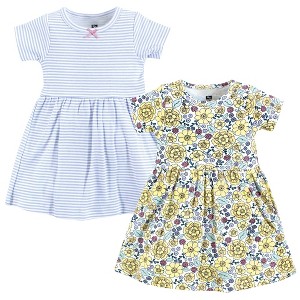 Hudson Baby Girls Cotton Dresses, Outline Floral Yellow - 1 of 3