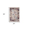 Ivory Navy and Orange Floral Power Loom Area Rug - 3 of 4