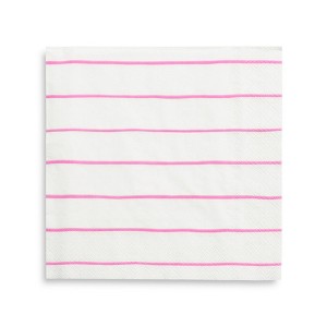 Daydream Society - Cerise Frenchie Striped Large Napkins - Pack of 16 Paper Napkins - 1 of 1
