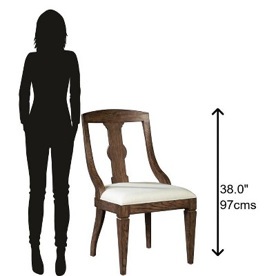 Elegant Oak and Linen White Slat-Back Arm Chair