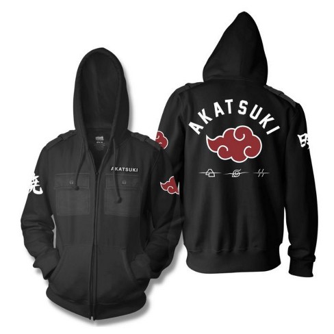 Ripple Junction x Naruto Shippuden Men's Zip Hoodie Anime Akatsuki Cloud with Anti-Village Symbols - image 1 of 4