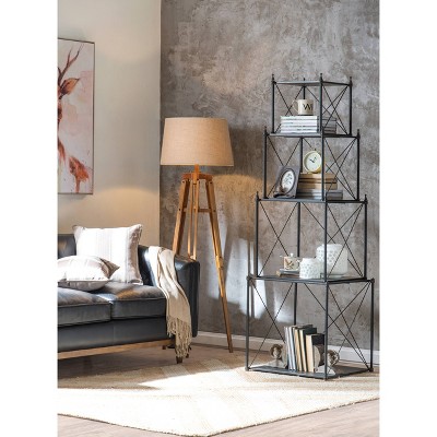 Mariner Adjustable Wood Tripod Floor Lamp with Burlap Shade