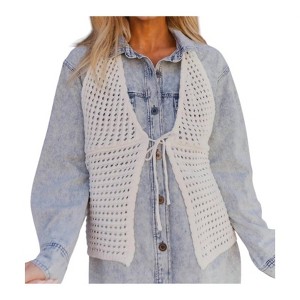 Women's Mila Crochet Knit Halter Tank - C'isa - 1 of 3