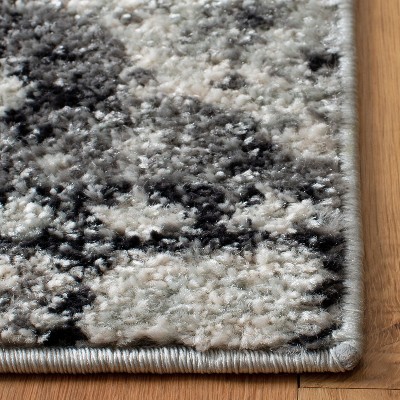 Charcoal Grey Abstract Hand-Knotted 5'1" x 7'6" Synthetic Area Rug