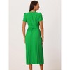 Seta T Women's Casual Short Sleeve Wrap V Neck Flowy Pleated Midi Dress with Belt - 4 of 4