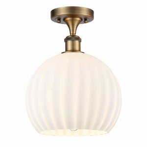 White Venetian - 1 Light Semi-Flush Mount In Modern Style-13 Inches Tall and 10 Inches Wide - 1 of 1
