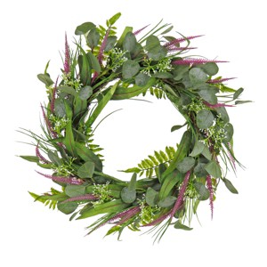 22" Artificial Eucalyptus and Lavender Woven Branch Base Wreath - National Tree Company - 1 of 3