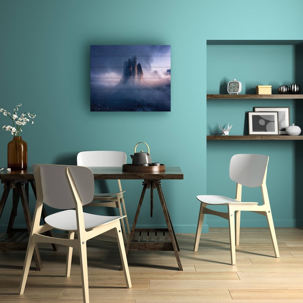 Photos - Other Decoration Trademark Fine Art 18"x22" David Martin Castan Cloudy Mountain Wood Slat Art: Modern Hardwood Wall Sign Panel, No Battery Re