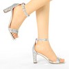 Allegra K Women's Glitter Square Toe Ankle Buckle Strap Chunky Heels Sandals - 2 of 4