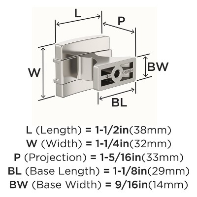 Polished Nickel 1-1/2 Inch Modern Rectangular Cabinet Knob
