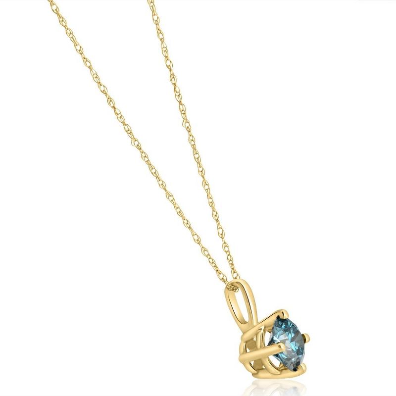 Pompeii3 VS 3/8Ct Blue Diamond Pendant Lab Created Necklace in 14k White or Yellow Gold, 2 of 5