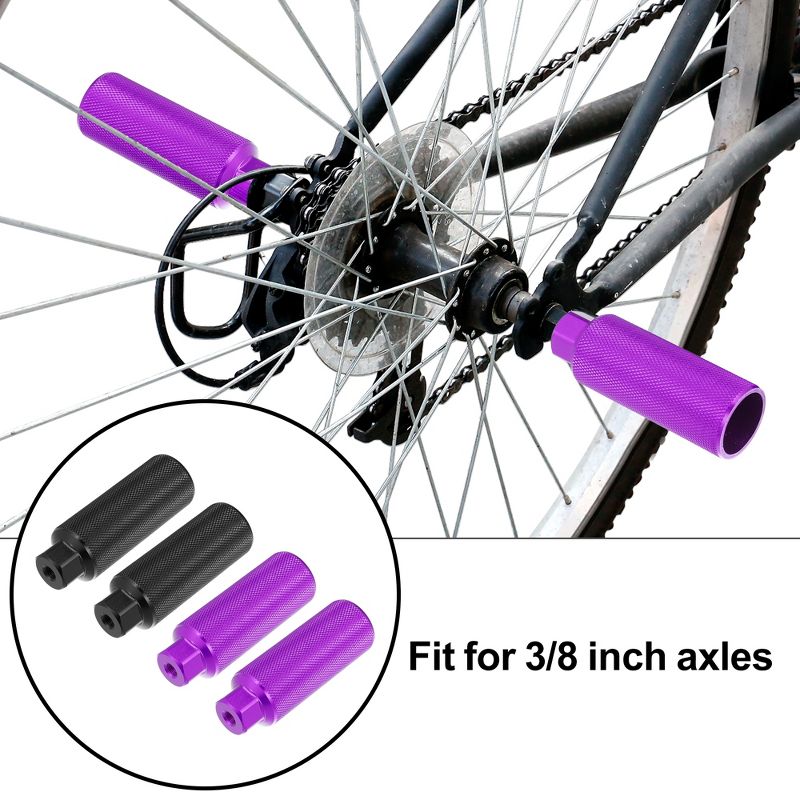 Unique Bargains Universal Aluminum Alloy Axle Rear Foot Pegs Footrests for BMX MTB Bike Bicycle Fit 3/8 Inch 2 Pair, 2 of 7