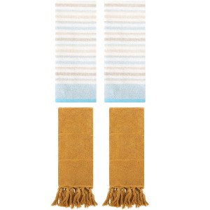 REGALWOVEN 4 Pcs Cotton Soft Absorbent Home Bathroom Decorative Hand Towel - 1 of 4