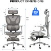 EROMMY Ergonomic Mesh Office Chair with Foot Rest, Big and Tall Computer Chair with 3D Adjustable Headrest and 4D Armrest - 3 of 4