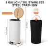 8 Gallon Step Trash Can with Soft-Close Bamboo Lid, Stainless Steel Garbage Can with Removable Inner Bucket, 30L Round Trash Bin, White - 2 of 4