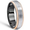 Pompeii3 Men's Brushed Black Tungsten & Rose Gold Plated Two Tone 6mm Ring Wedding Band - 3 of 4