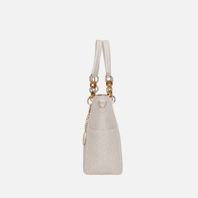 MKF Collection Structured Tote Bag Logo Embossed Acrylic Link, Rylee | MKF Collection by Mia K - Chocolate — фото 5