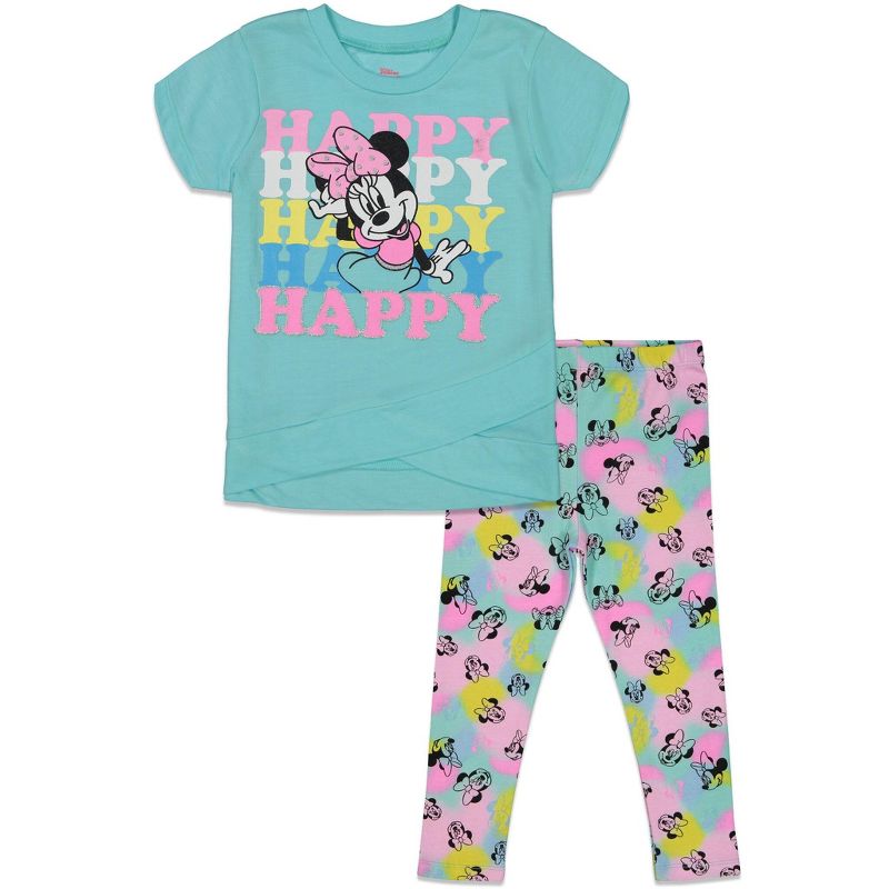 Disney Minnie Mouse Girls T-Shirt and Leggings Outfit Set Little Kid to Big Kid, 1 of 8