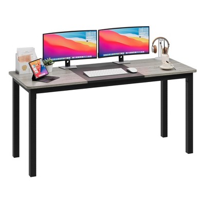 Computer Desk, Large Office Desk with Black Metal Frame, Modern Simple Style Gaming Table, Sturdy Write Desk