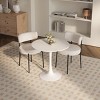 3-Piece Round Dining Table Set, 31.5" Pedestal Table with 2 Faux Fur Upholstered Chairs, Modern Set for Kitchen or Dining Room-Tanpinhause - 2 of 4