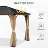 Aoodor Wood Grain Aluminum Gazebo Hardtop Black Steel Roof with Curtain&Netting - 4 of 4