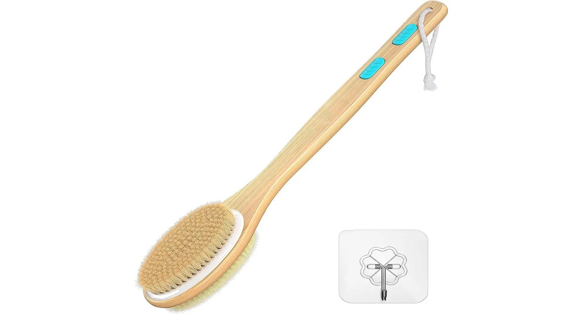 Maison Double Sided Shower Brush Scrubber with Soft and Stiff Bristles