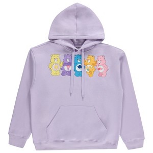 Ladies Care Bears Fashion Sweatshirt - Embroidered Multi Print Hoodie - Cheer Friend Funshine Good Luck Care Bears Hoodie Sweatshirt (Lilac, X-Large) - 1 of 4