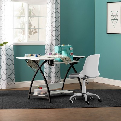 Comet Plus Adjustable Black and White Sewing Table with Storage