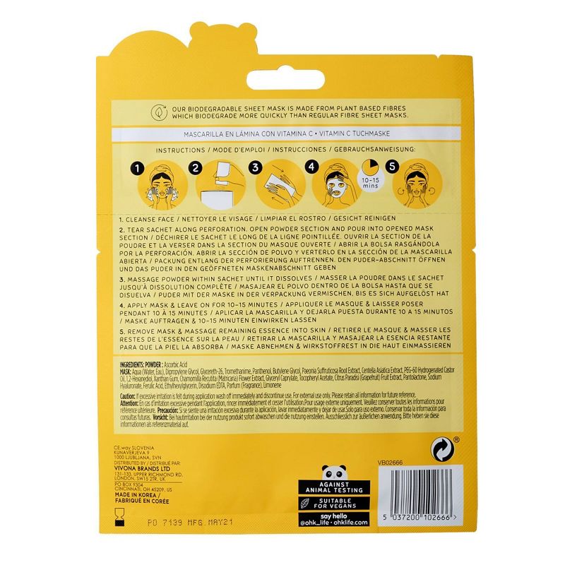 Oh K! Vitamin C Sheet Mask with Active Powder - 0.91oz, 3 of 8