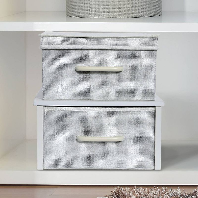 Household Essentials Stacking Storage Boxes with Laminate Top White, 3 of 14