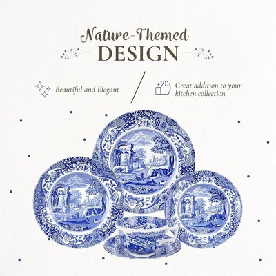 Blue Italian Porcelain 5-Piece Dinnerware Set