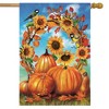 Briarwood Lane Autumn Wreath Still Life House Flag Fall Sunflowers Pumpkins 28" x 40" - 2 of 4