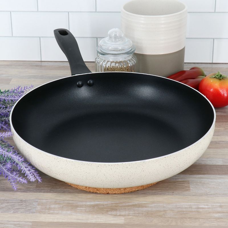 Oster Clairborne 12 Inch Round Nonstick Aluminum Frying Pan in Linen, 5 of 6
