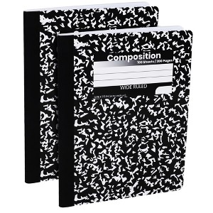 Manaloom Wide Ruled Composition Notebooks – 9.75” x 7.5” – Durable Marble Cover, Sewn Binding, 200 Pages - 1 of 4