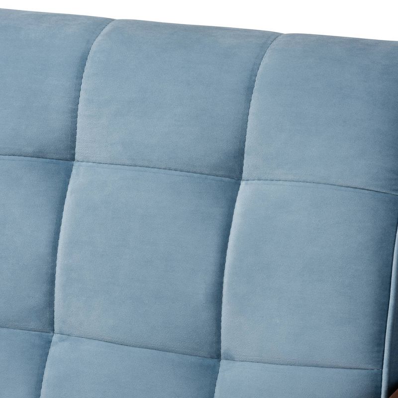 Asta Velvet Upholstered Wood Sofa Light Blue/Walnut - Baxton Studio, 6 of 11