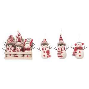 Transpac Polyester 5 in. Multicolor Christmas Plush Snowman Ornament with Crate Set of 12 - 1 of 2