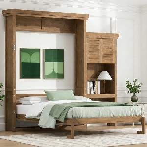 Luxystar Queen Size Murphy Bed with Storage Shelves and Louvered Style Decoration - 1 of 4