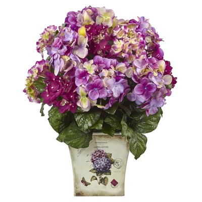 Bright Mixed Hydrangea 30" Potted Outdoor Floral Planter