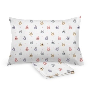 BreathableBaby Cotton Percale Pillowcase, For 13" x 18"/33 x 46 cm Toddler Pillow, Rabbits (2-Pack) - 1 of 4