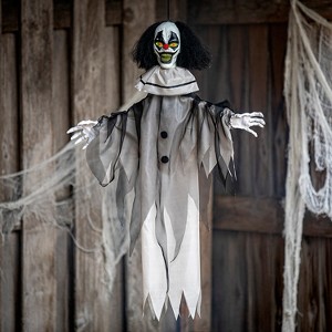 Morris Costumes 3 ft Hanging Animated Black & White Clown Decoration - White - 1 of 2