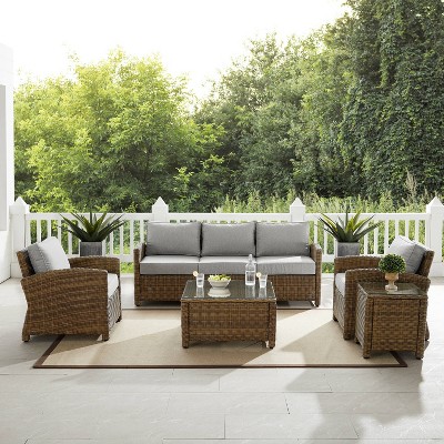 Bradenton 5-Piece Gray and Brown Outdoor Wicker Sofa Set