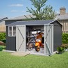Vynxaria 10x8FT Outdoor Steel Storage Shed with Clear Window, Lockable Doors & Floor Frame, Weather-Resistant for Garden/Backyard/Patio, Gray - 2 of 4