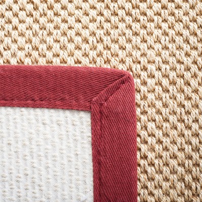 Handmade Natural Sisal Rug with Burgundy Border