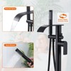 WOWOW Single-Handle Freestanding Tub Faucet with Handshower and Waterfall Spout in Brushed Nickel - 2 of 4