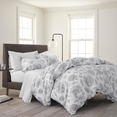 Full/Queen 3pc Meadow Comfort Wash Comforter Set Gray - EcoPure