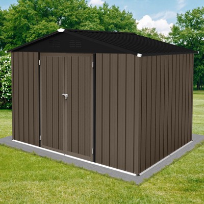 Metal garden sheds 8ft¡Á6ft outdoor storage sheds Brown + Black