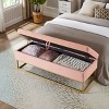 LOVMOR 64.5"Modern Velvet Storage Ottoman Bench,Nails Tufted Upholstered Storage Ottoman for Bedroom, Living Room, Entryway - 2 of 4